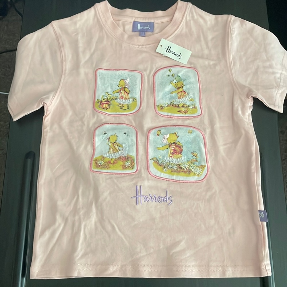 Harrods -new Florence Bear Story t- shirt/ pink size 2-3 years old